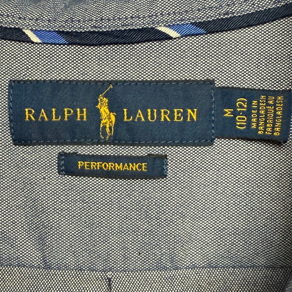 Ralph Lauren Boys Youth Medium 10/12 Performance Button Down Collar Pocket Logo - Picture 6 of 7